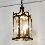 Large French Rococo Brass Glass Lantern Hall Light