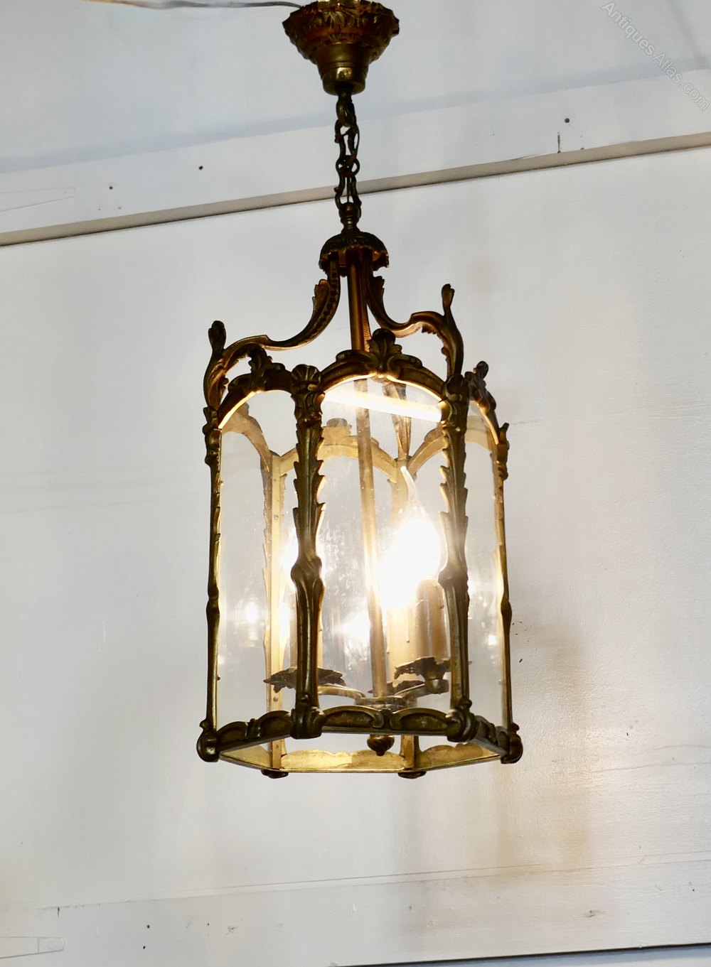 Antiques Atlas Large French Rococo Brass Glass Lantern Hall Light