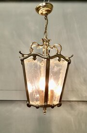 Large French Rococo Style Brass Lantern Hall Light