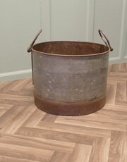 Large Galvanised Steel And Iron Cauldron Log Bin