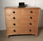 Large Georgian Stripped Pine Chest Of Drawers 