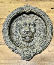 Large Gothic Lion’s Mask Iron Door Knocker 