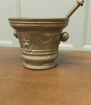  Large Heavy Brass Gothic Pestle And Mortar 