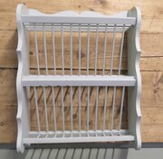 Large Painted Wall Hanging Pine Plate Rack