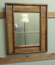 Large Rectangular Mirror With Bergère, Ratan Frame
