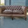Leather 2 Seater Library Chesterfield  Settee