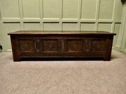 Long Early 19th Century Carved Elm Coffer 
