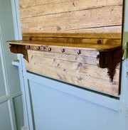 Long French Pine Wall Shelf, Utensil Rack