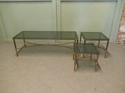 Mid 20th C Trio Of Brass Occasional Coffee Tables