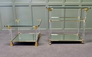 Mid Century Glass Drinks Trolley With Side Table