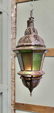 North African Stained Glass Hanging Lantern Shade