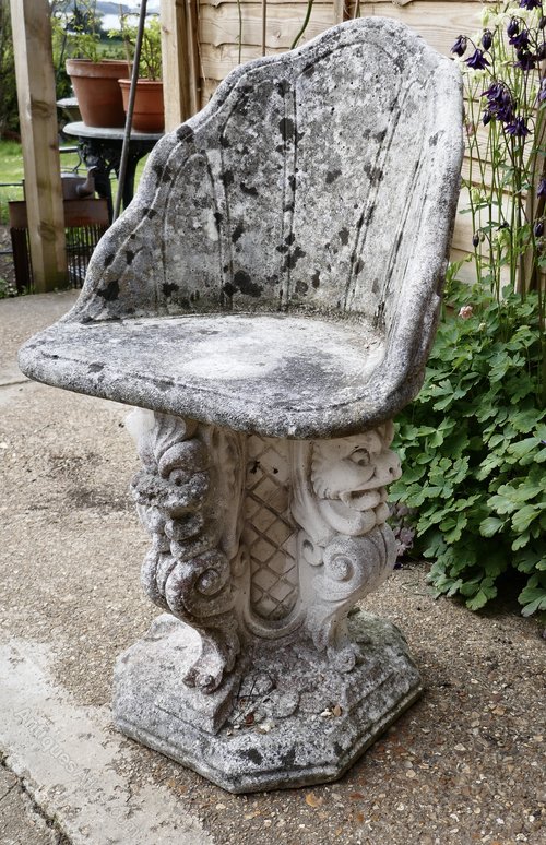 Antiques Atlas Old Weathered Cast Stone Garden Seat With