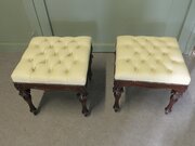 Pair Of Chesterfield Buttoned  Library Stools