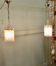 Pair Of French Art Deco Etched Glass Ceiling Light