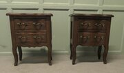 Pair Of French Country Oak Bedside Cabinets, Drawers