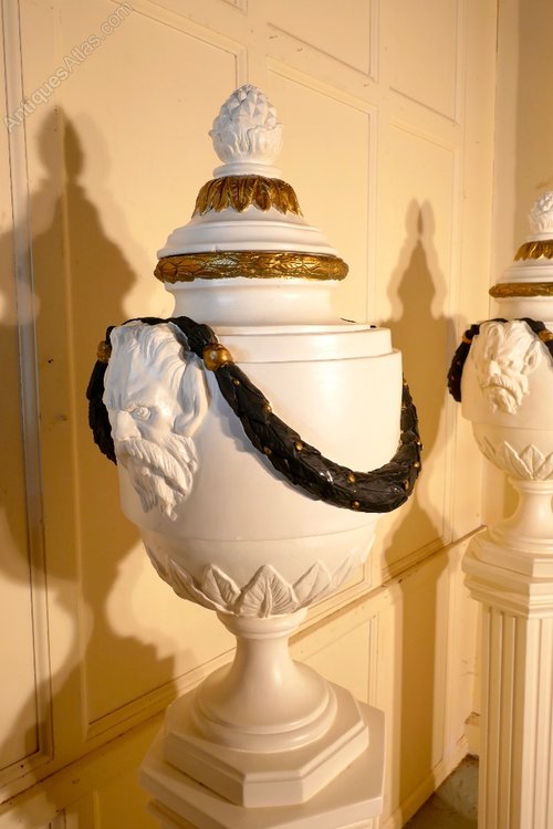 Pair Of French Urns On Classical Column Pedestals Antiques Atlas