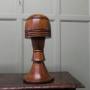 Pair of Large Turned Oak Wig Stands  shop display Hats