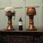 Pair of Large Turned Oak Wig Stands, shop display 
