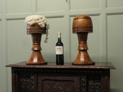 Pair Of Large Turned Oak Wig Stands, Shop Display 
