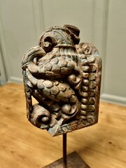 Primitive Architectural Carved Wood Mounted Sculpt