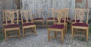 Set Of 12 Arts And Crafts Golden Oak Dining Chairs