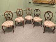Set Of 5 Victorian Balloon Back Dining Chairs 