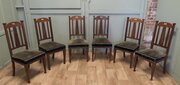 Set Of 6 Arts And Crafts Golden Oak Dining Chairs 