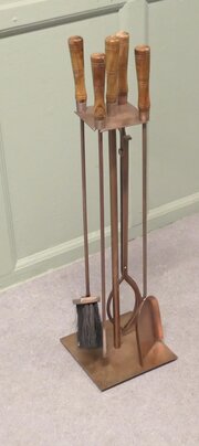 Stylish Arts And Crafts Copper Fireside Companion 