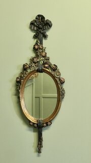 Superb Carved and Painted French Oval Mirror
