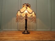 Tall Art Deco Bakelite Table Lamp  Beaded Shade