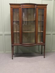 Tall Edwardian Bow Front Glazed Display Cabinet