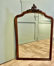 Tall French Carved Chestnut Hall Mirror