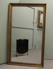Tall French Rectangular Mirror, Aged Gilt Frame
