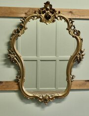 Unusual Large Rococo Style Gilt Wall Mirror