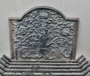 Very Heavy Large Fire Back With Andirons And Grate