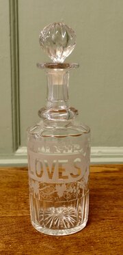 Victorian Etched Crystal Cloves Decanter