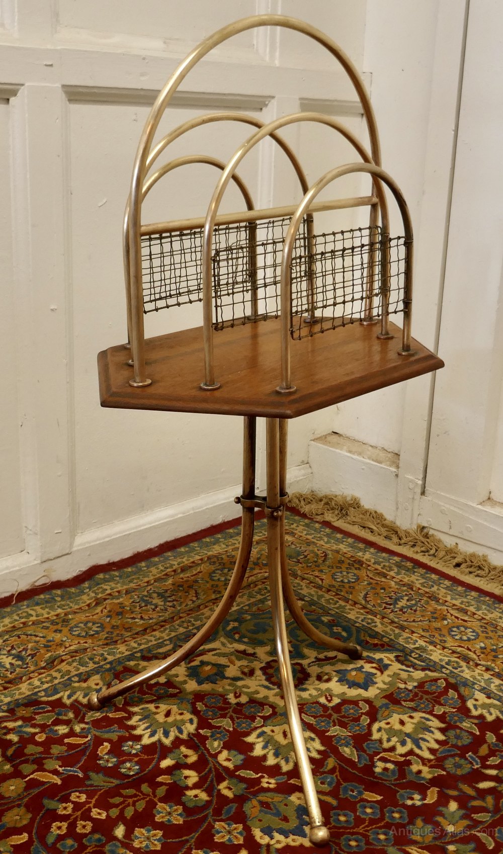 Victorian Oak And Brass Revolving Magazine Rack - Antiques Atlas