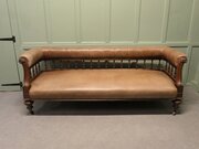 Victorian Open Arm Long Chaise In Leather
