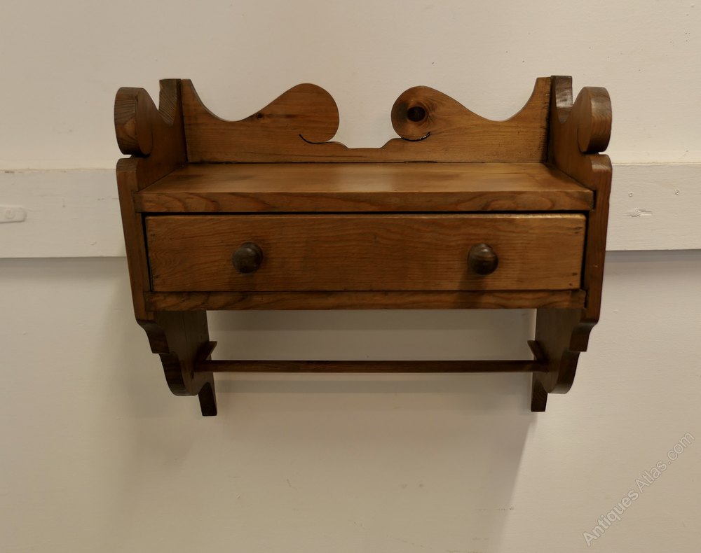 Antiques Atlas Vintage Rustic Pine Folk Art Wall Shelf With Drawer
