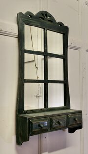 Wall Hanging Window Mirror With Drawers, Cloakroom