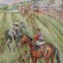 Large Contemporary Watercolour Painting  Race Horses by Jack Lawrence Miller
