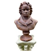 Weathered Cast Iron Bust Of Ludwig Van Beethoven 