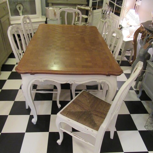 Antiques Atlas Vintage French Painted Dining Table & Six Chairs