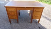 Vintage Light Oak Knee Hole Writing Desk 