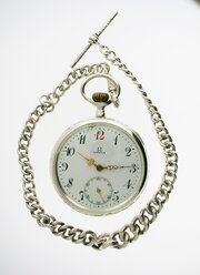 Antique Omega Steel Open Face P/W Swiss 1913 Chain