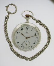 Antique Omega Steel Open Face Pocket Watch Swiss 1910