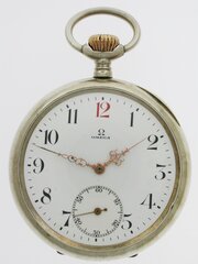 Rare Omega Steel Locomotive Pocket Watch 1916