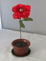 Rare Red Felt Petal Flower Clock - Germany 1930s