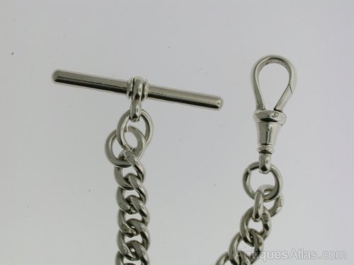 Antiques Atlas Silver T-bar Pocket Watch Chain (47) as834a108