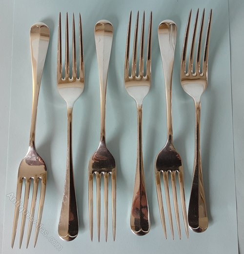 Antiques Atlas 6 Silver Dining Forks. Sheffield 1960.